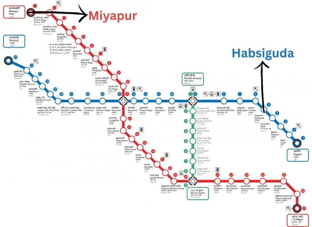 habsiguda to miyapur metro 